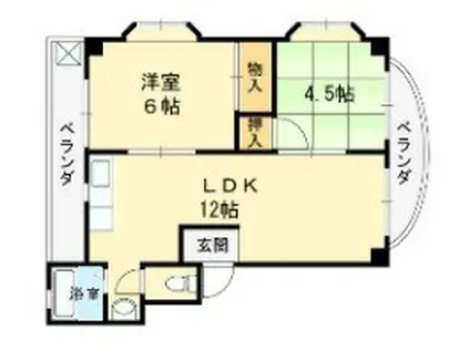 パ-ルコートタナカ(2LDK/3階)の間取り写真