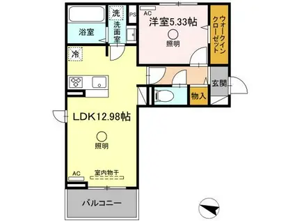 ビブロスポンテII(1LDK/2階)の間取り写真