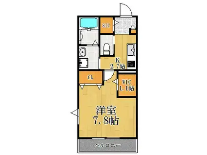 クエストコート(1K/2階)の間取り写真