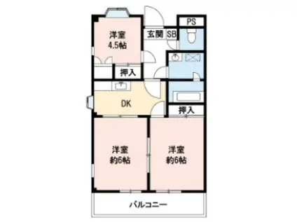 グランデージ大宮壱番館(3DK/3階)の間取り写真