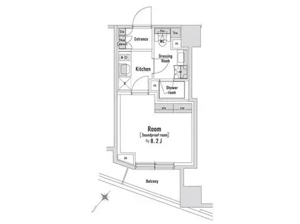 トラック八丁堀(1K/8階)の間取り写真