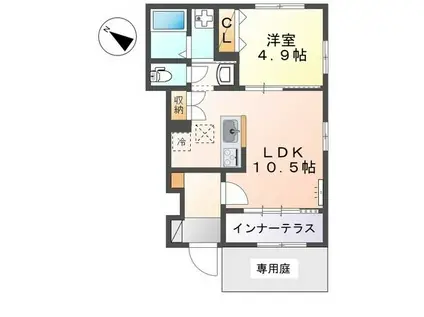 ルミエール(1LDK/1階)の間取り写真