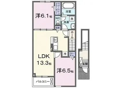もみじ I(2LDK/2階)の間取り写真