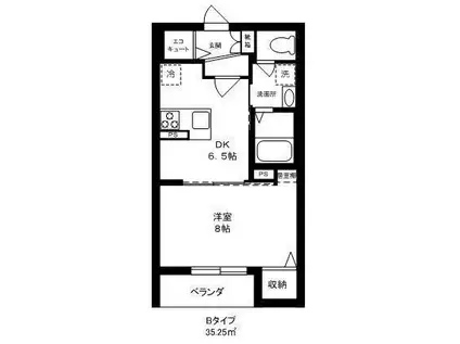 ローリエ国分寺(1DK/3階)の間取り写真