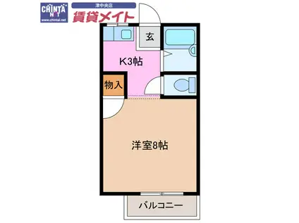 上六ハイツ(1K/1階)の間取り写真