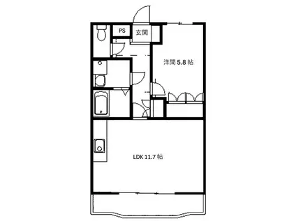 プランドール永瀬(1LDK/2階)の間取り写真