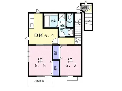 ペイトンプレイスDX-B(2DK/2階)の間取り写真