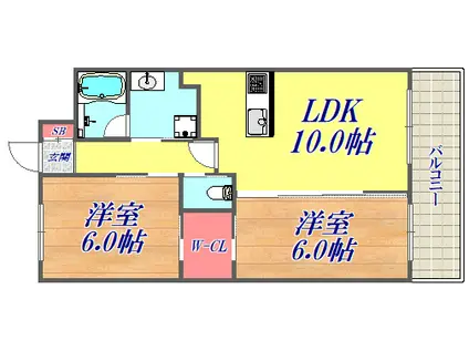 フラゼ・ヴァーナ(2LDK/4階)の間取り写真