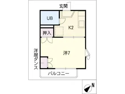 ユースフラッツ(1K/2階)の間取り写真