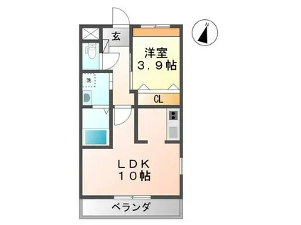 プルメリア(1LDK/1階)の間取り写真