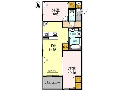 THE CENT GRAND(2LDK/3階)の間取り写真