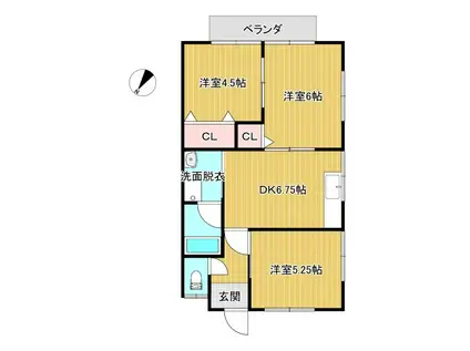 LAUGH(3DK/2階)の間取り写真