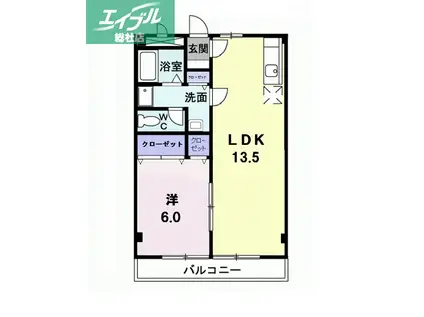 パルネットエポック(1LDK/2階)の間取り写真