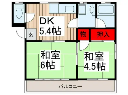 ニューハイツクニイ(2DK/2階)の間取り写真