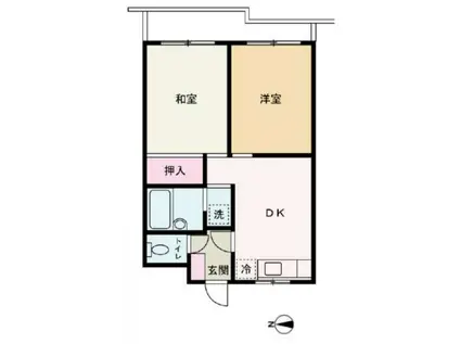 リグランド国立(2DK/1階)の間取り写真