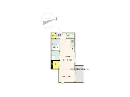 ブランシェ志茂(1DK/1階)の間取り写真