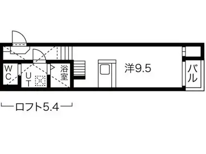 クリークコート(1K/2階)の間取り写真