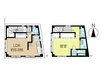 岩崎エステートビル(1LDK/4階)の間取り写真