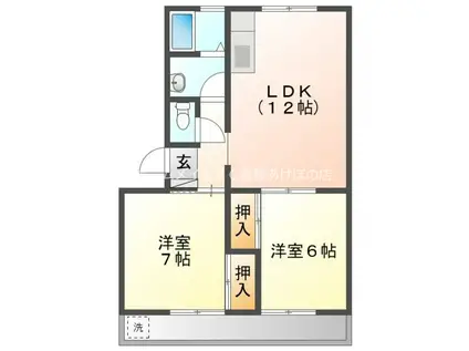 ハイツ明和 A(2LDK/4階)の間取り写真