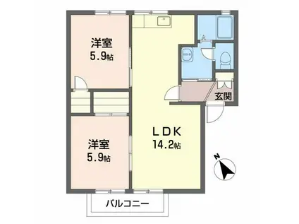 ダイアンサスK・II(2LDK/2階)の間取り写真