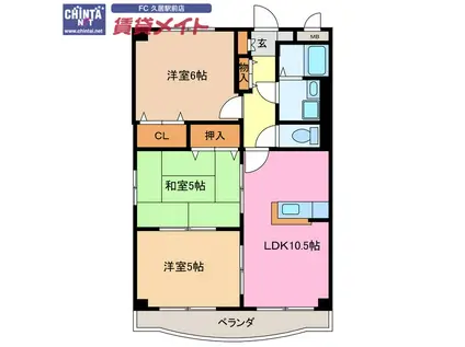 KUMOZUガーデンハイツ(3LDK/4階)の間取り写真