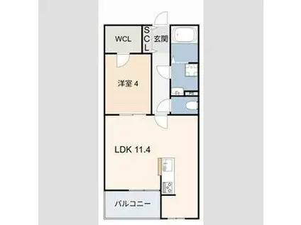 SUCCESS ONE(1LDK/1階)の間取り写真