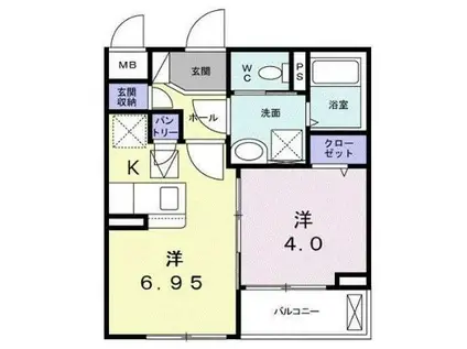 NEW ウエスト RICH(1SK/1階)の間取り写真