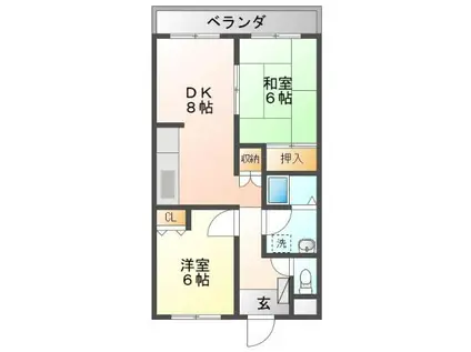 パークサイドノガミI(2DK/2階)の間取り写真