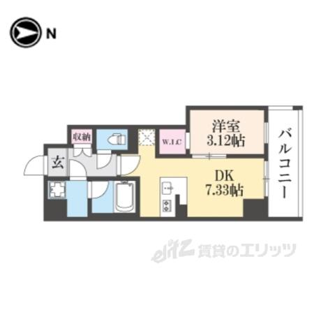 阪急京都線 西京極駅 徒歩18分 7階建 築1年(1DK/5階)の間取り写真