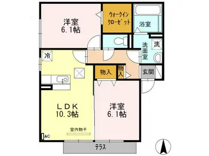 グレイス(2LDK/1階)の間取り写真