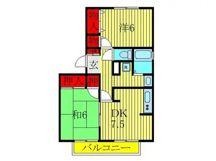 エーデルハイムF(2DK/2階)の間取り写真