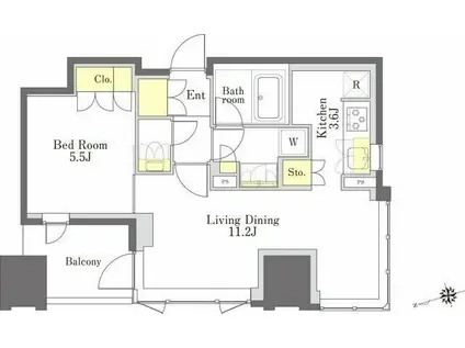 びゅうリエットグラン新宿戸山(1LDK/3階)の間取り写真