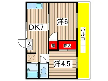 神の倉ハイツI(2DK/2階)の間取り写真