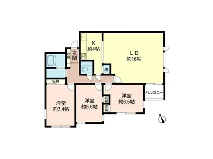 リズ松原II(3LDK/1階)の間取り写真