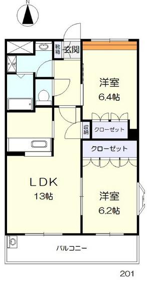 ガーデンヒルズ(2LDK/2階)の間取り写真