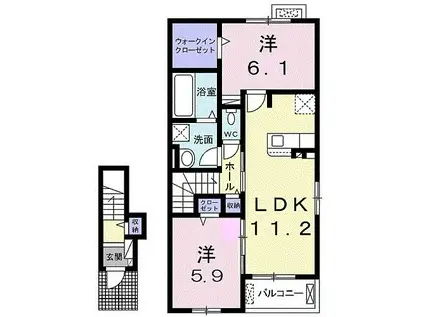 ウエスト D(2LDK/2階)の間取り写真