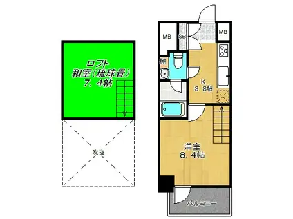 リセス大阪イースト(1DK/6階)の間取り写真