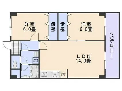 インペリアル瑞雲(2LDK/4階)の間取り写真