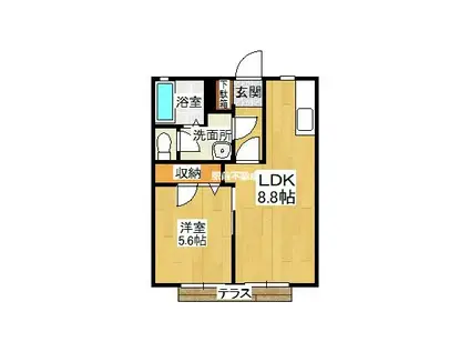 アネックス鍋島A(1LDK/1階)の間取り写真