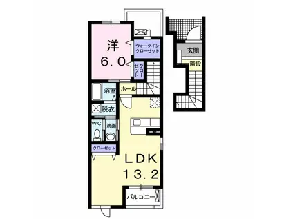 フローラルハイツI(1LDK/2階)の間取り写真