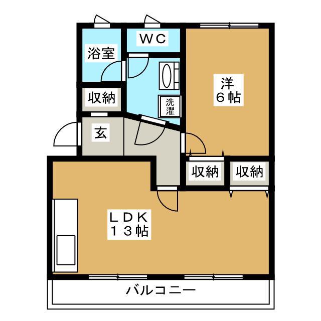 エクレール籠上(1LDK/2階)の間取り写真