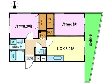 メゾンクララ(2LDK/1階)の間取り写真
