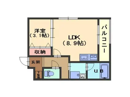 FRAME(1LDK/3階)の間取り写真