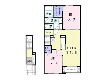 フィリップ・シャトリエ II(2LDK/2階)の間取り写真