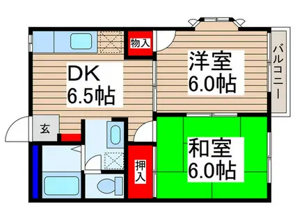 サンウエスト(2DK/1階)の間取り写真