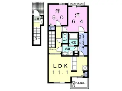 ハマユウ 石神沢 II(2LDK/2階)の間取り写真