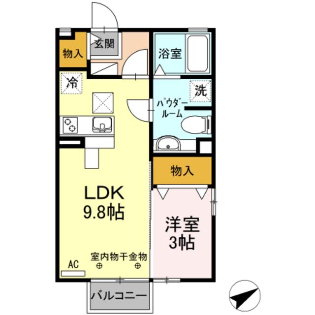 リヴェールII(1LDK/1階)の間取り写真