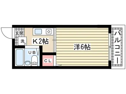 シティーハイムケント(1K/2階)の間取り写真