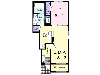 エレガンテII(1LDK/1階)の間取り写真