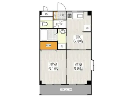 エルハイツ有弥の里(2DK/2階)の間取り写真